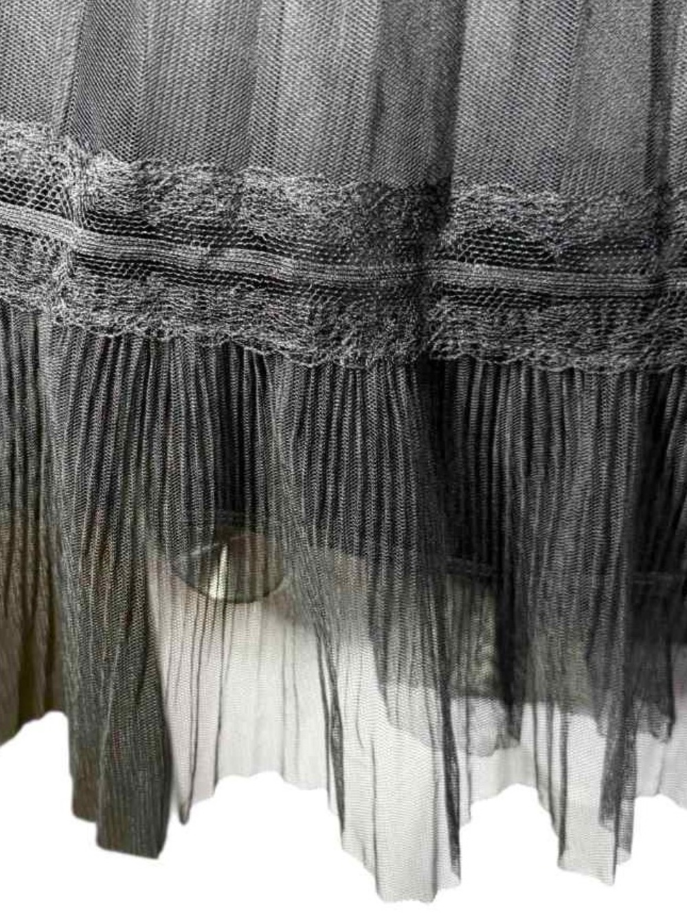 Dwirapal Black Tulle Mesh Pleated Fairycore Whimsigoth Midi Skirt Size 44 large - Picture 5 of 10